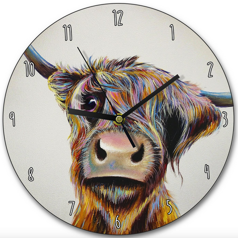 Adam Barsby Highland Cow Coo Clock Wraptious 