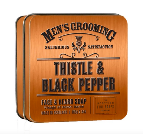 Scottish Fine Scented Soap for Face and Beard Mens Grooming - Thistle and Black Pepper