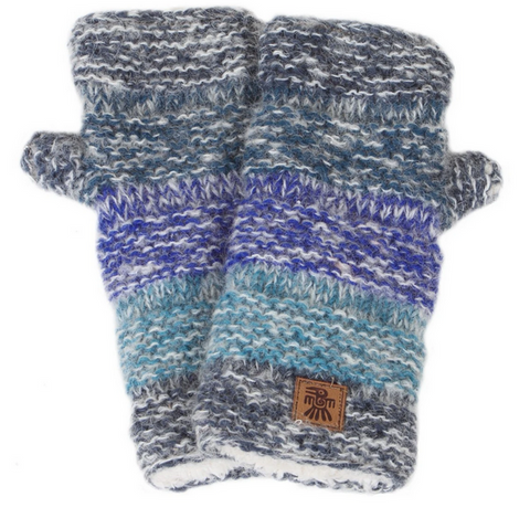 Sustainable Fair Trade Sierra Nevada Denim Blue Handwarmers Natural Wool