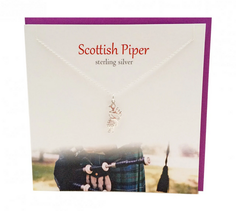 The Silver Studio Scottish Piper Bagpipe Necklace Pendant Card & Gift Set      £14.95