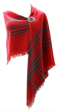 100% Pure Wool Authentic Traditional Scottish Border Shawl - Royal Stewart