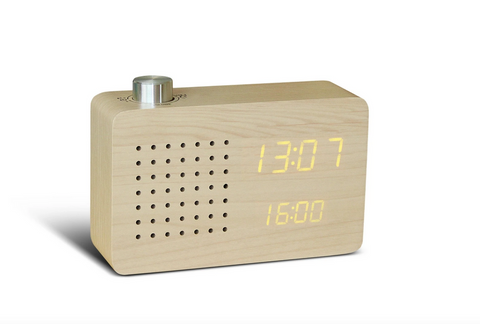 Gingko Light Brown Maple Click Alarm Clock Radio