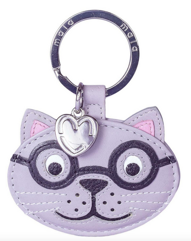 Mala Leather Harry The Grey Silver Scone Cat Kitten Key Fob Keyring