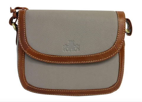 Rowallan Prelude Taupe Grey Rounded Half Flap Cross Body Handbag Purse