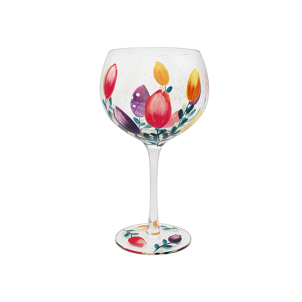 Lynsey Johnstone Hand Painted Tulip Flower Gin Glass – Kilts Wi Hae