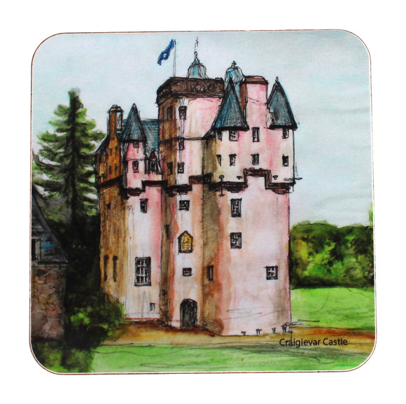 Kimberly Art Hand Painted Watercolour Scottish Coaster - Craigievar Castle