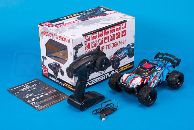 Absima Hurricane Thunder 18th scale rc truggy monster truck review unboxing box contents
