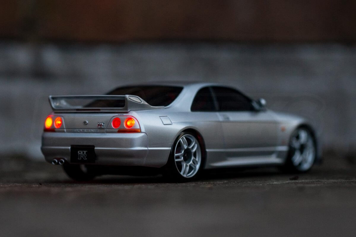 Kyosho Mini Z Drift cars review Skyline R33 light kit fitted rear