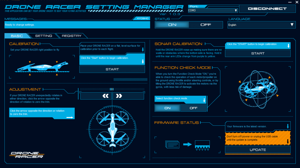 Kyosho Zephyr Force Drone Racer Setting Manager Basic