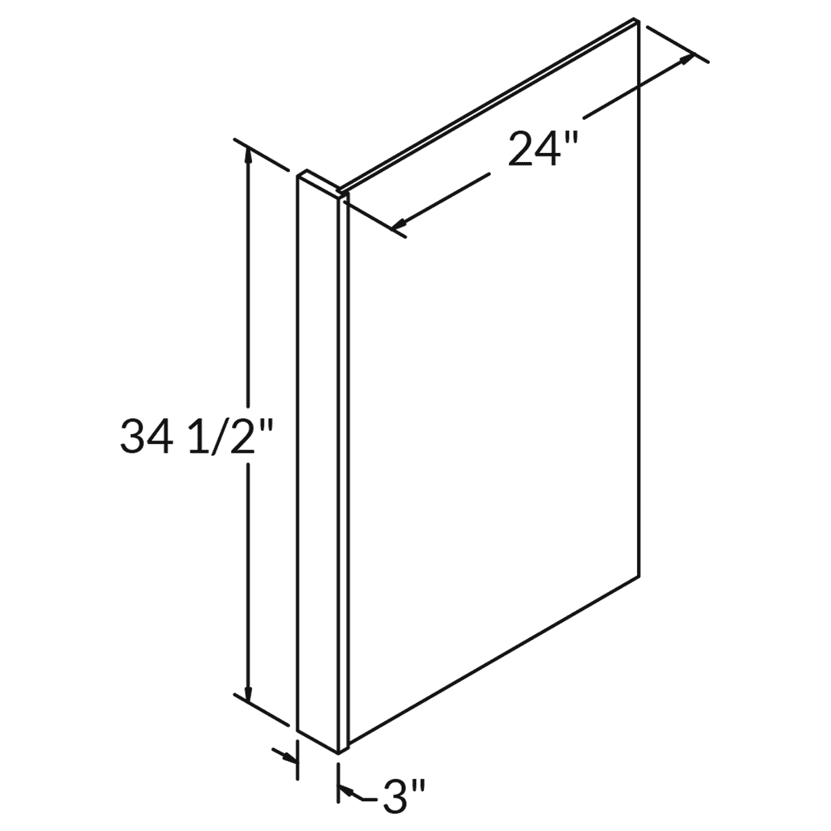 Dishwasher End Panel Molding PEPR335 Shaker Toffee 3 in. width 34.5 in. height 24 in. depth