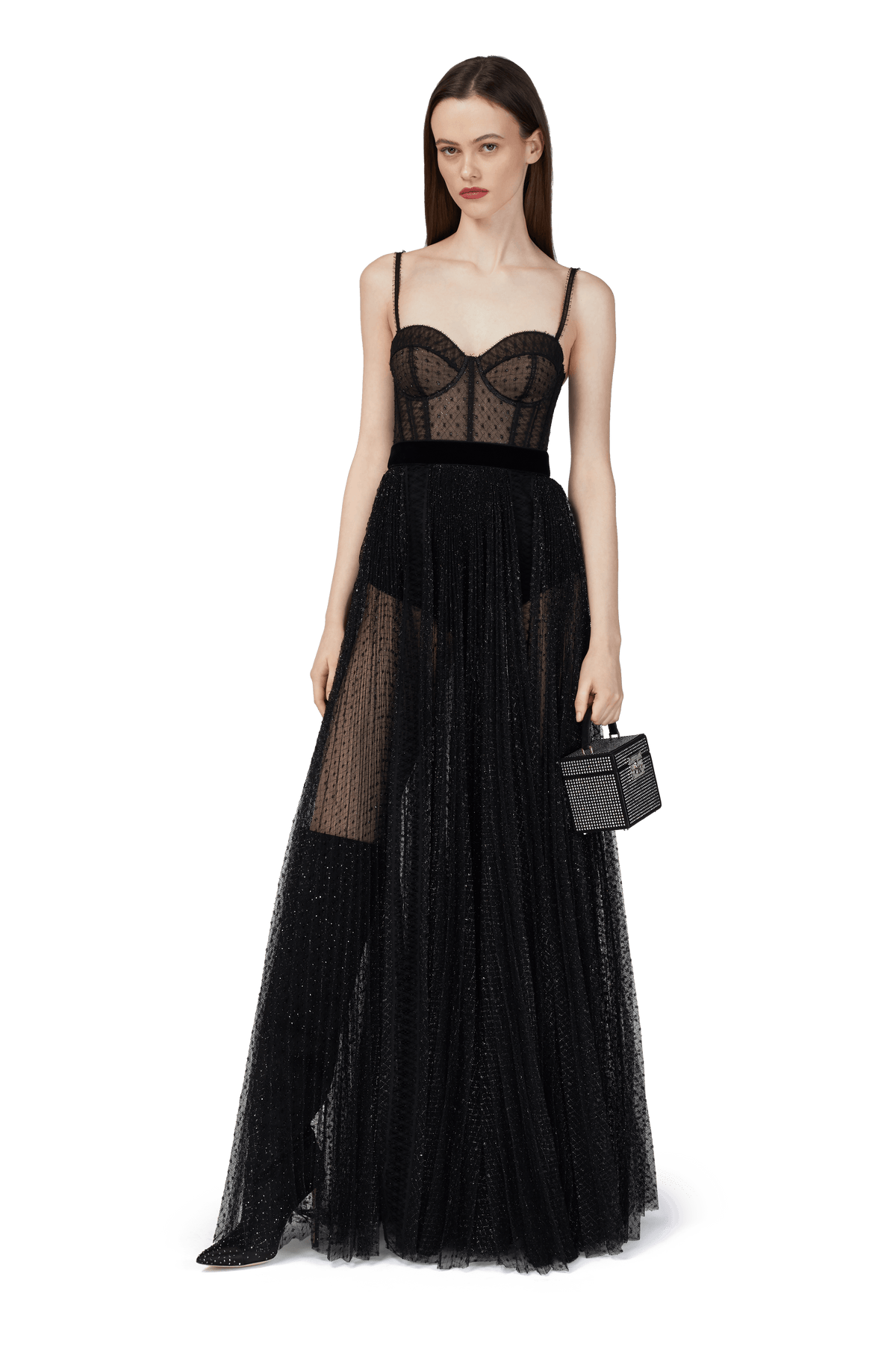 black bustier gown