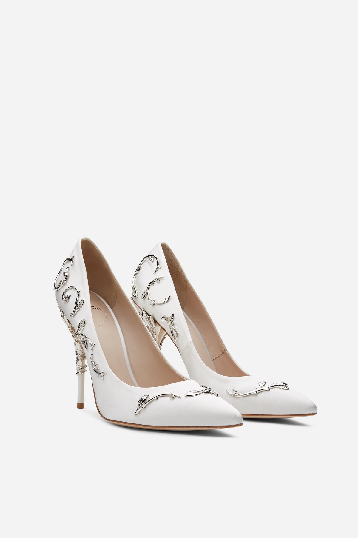 white and silver pumps