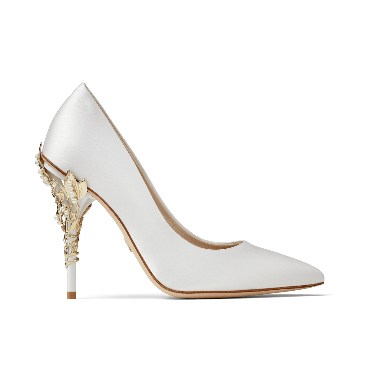 gold heels with pearls