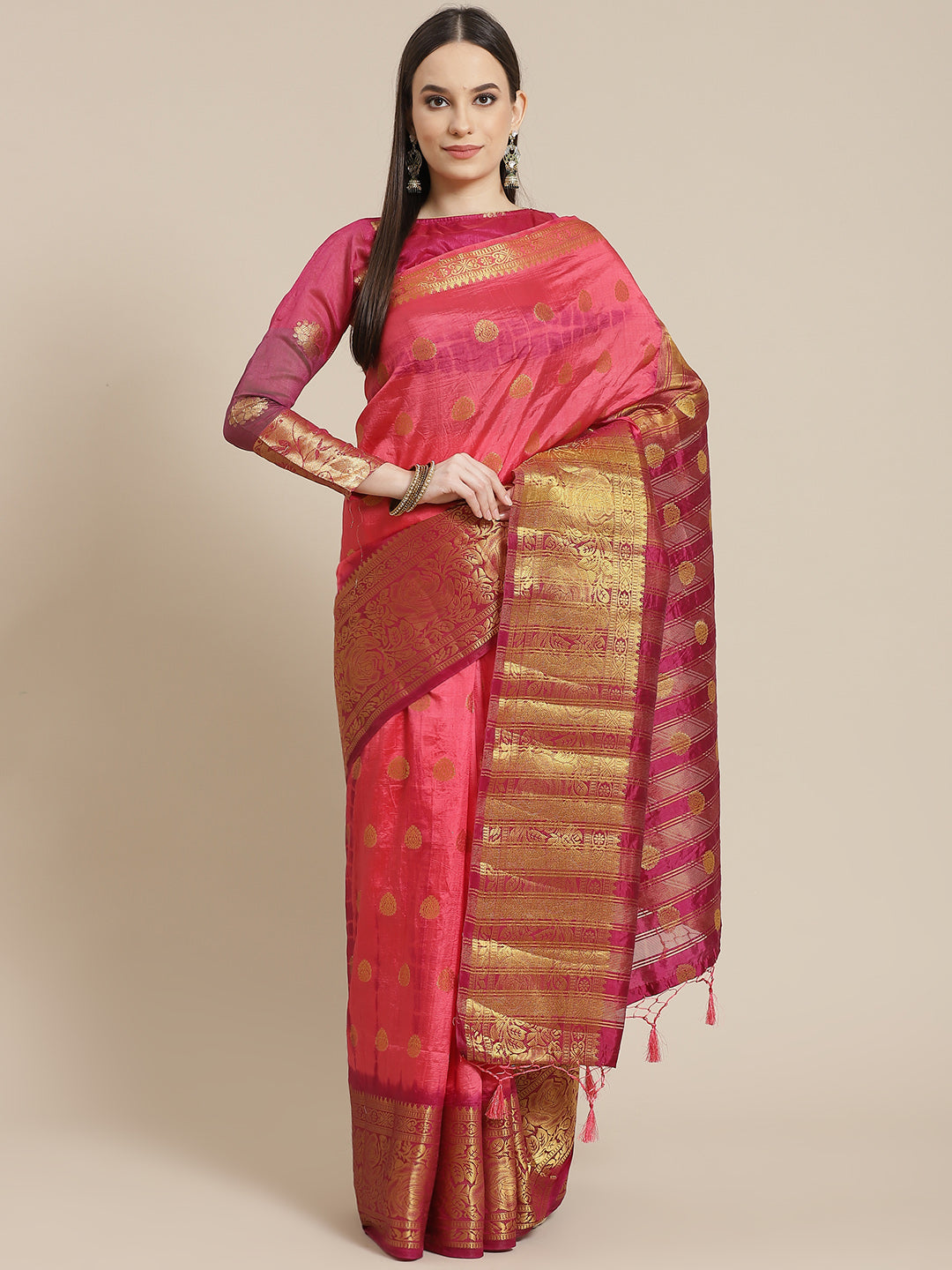 17868 Unleash your inner royalty with our padding colour double jacquard  saree - Reewaz International