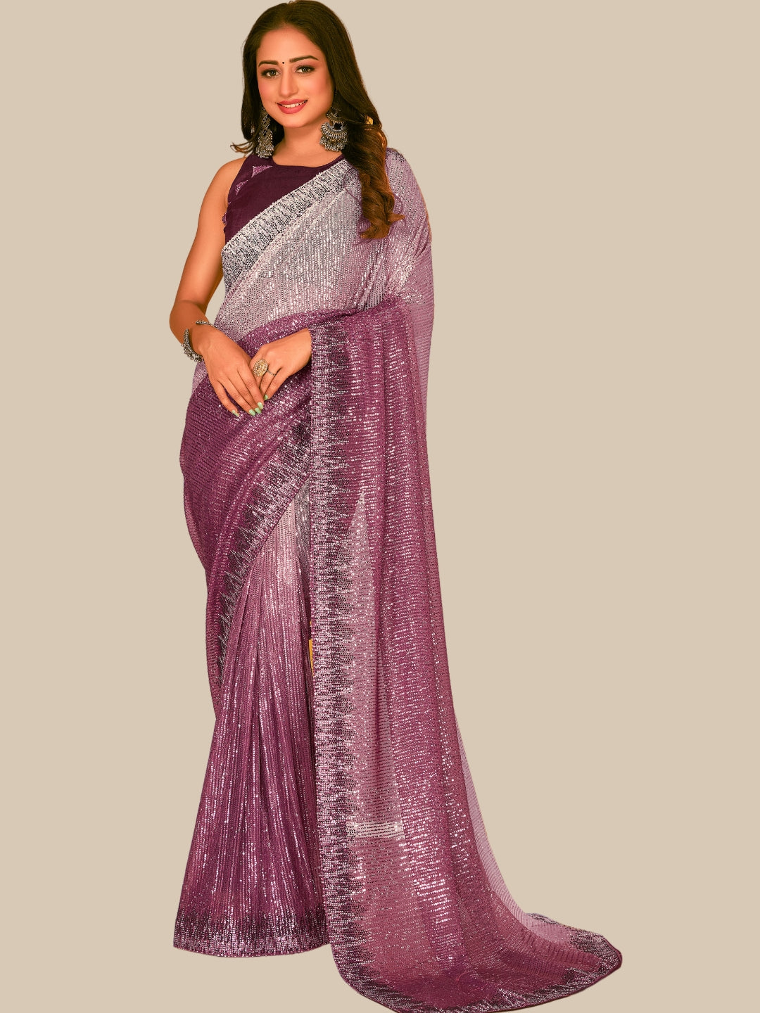 Party Wear Saree with Embellished Blouse