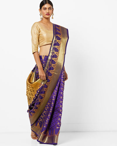 Buy Grape Purple Art Handloom Silk Saree Online