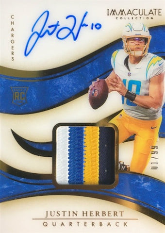 2020 Panini Immaculate Collection Justin Herbert RC #103 Auto Patch #/99