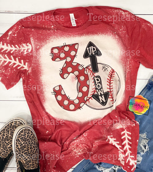 Baseball Mom Shirt, Glitter 3 up 3 down Baseball Shirt