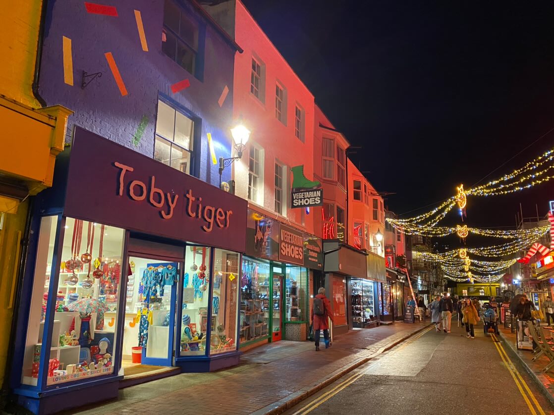 Brighton Toby Tiger shop at night