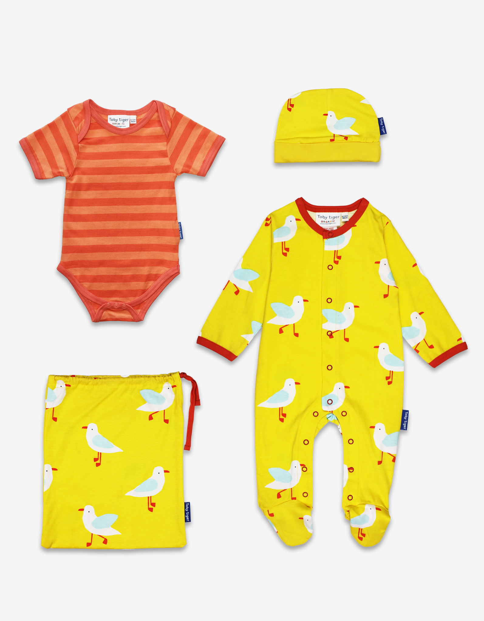 Organic Yellow Seagull Print Baby Gift Set - 0