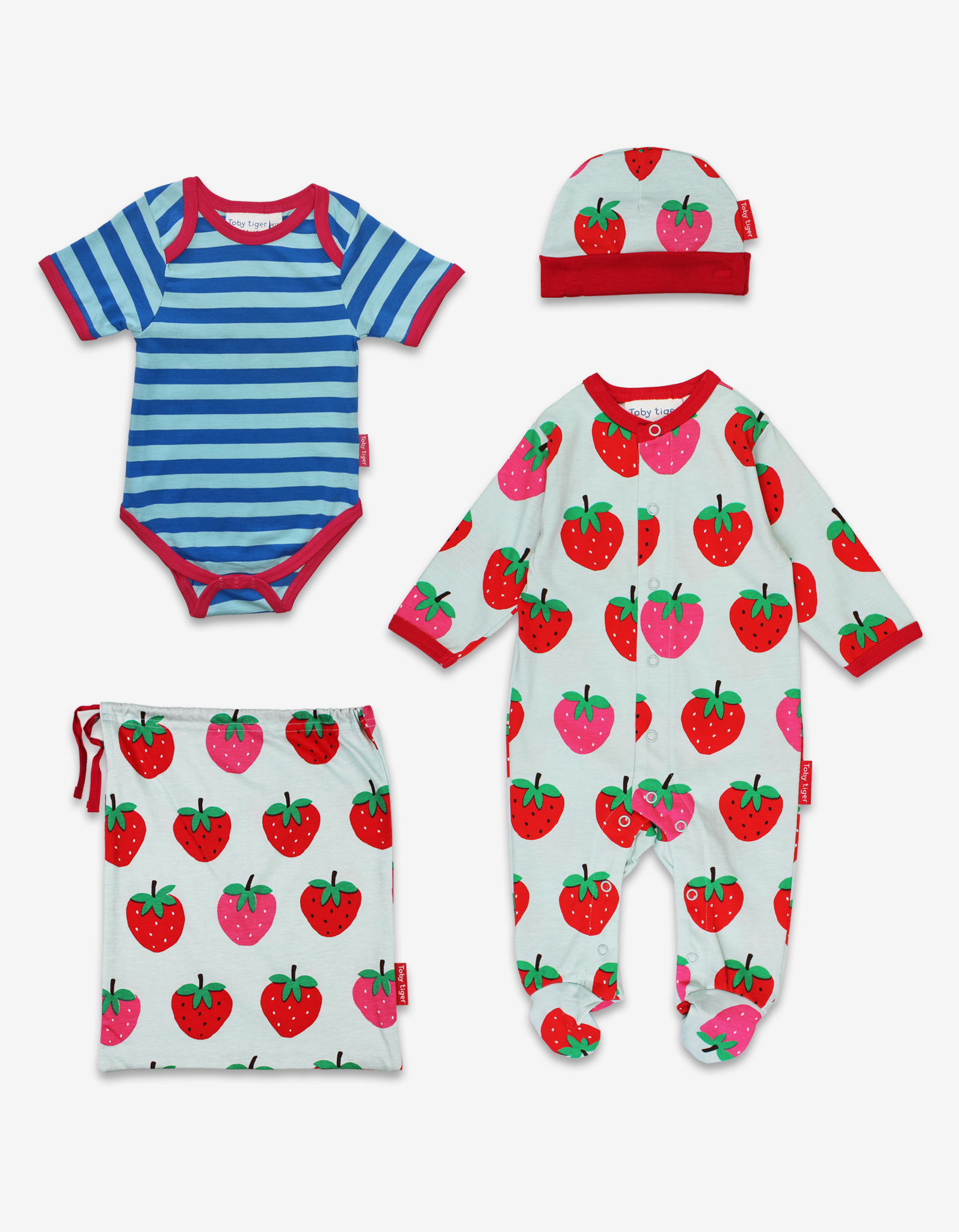 Organic Strawberry Print Baby Gift Set - 0