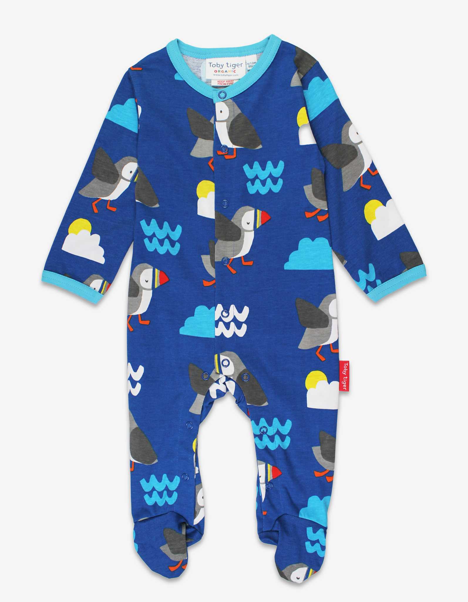 Organic Puffin Print Babygrow - 6