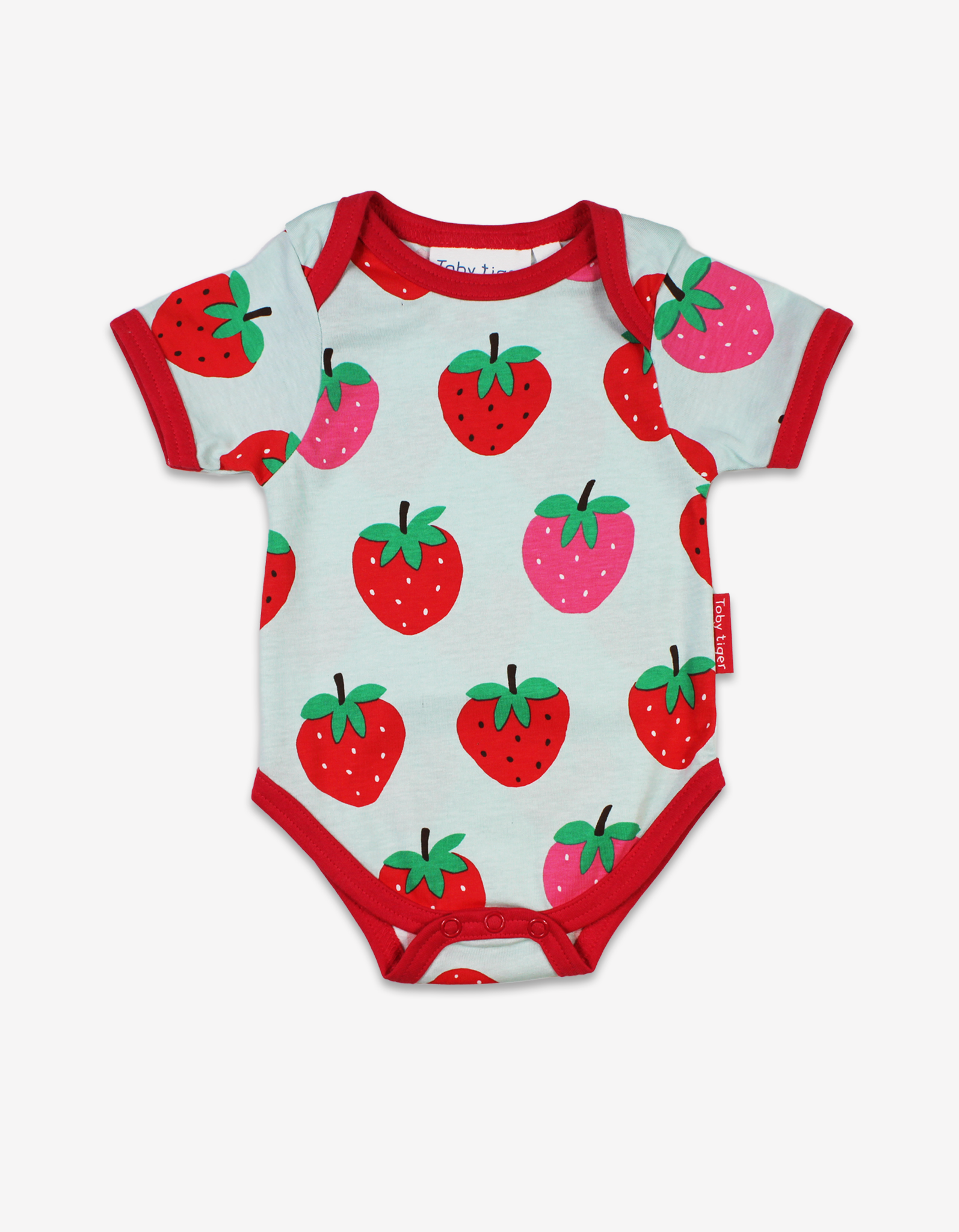 Organic Strawberry Print Baby Bodysuit - 3