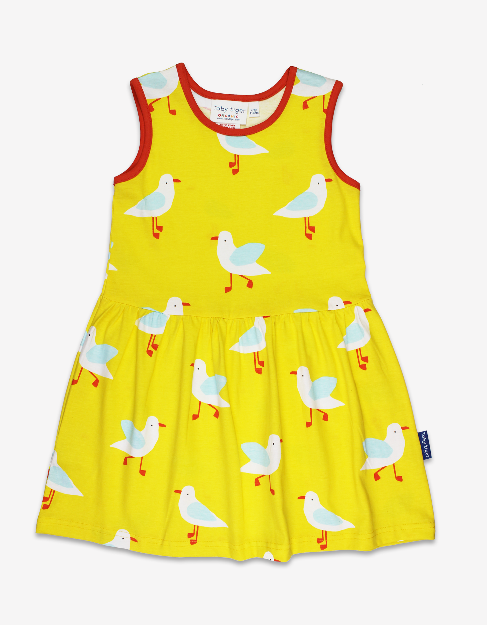 Organic Yellow Seagull Print Summer Dress - 18