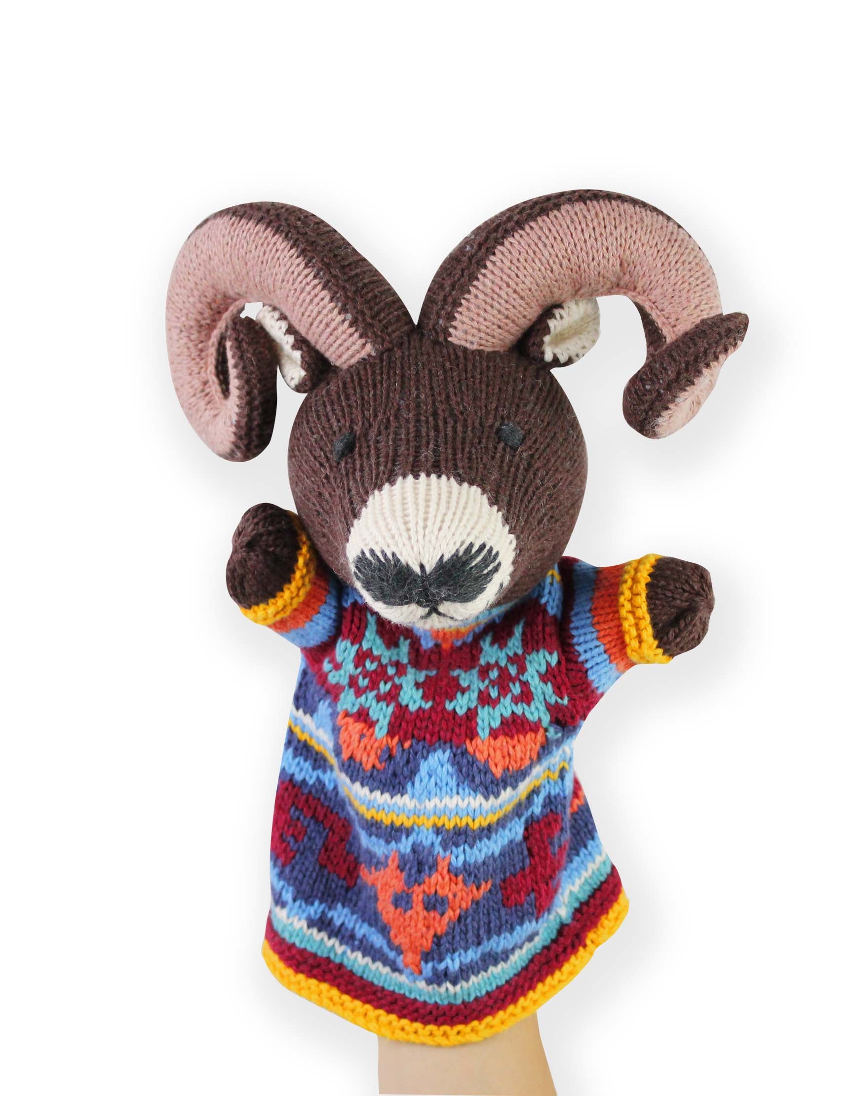 Knitted Ram Hand Puppet