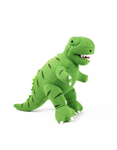 Medium Knitted Green T Rex Soft Toy