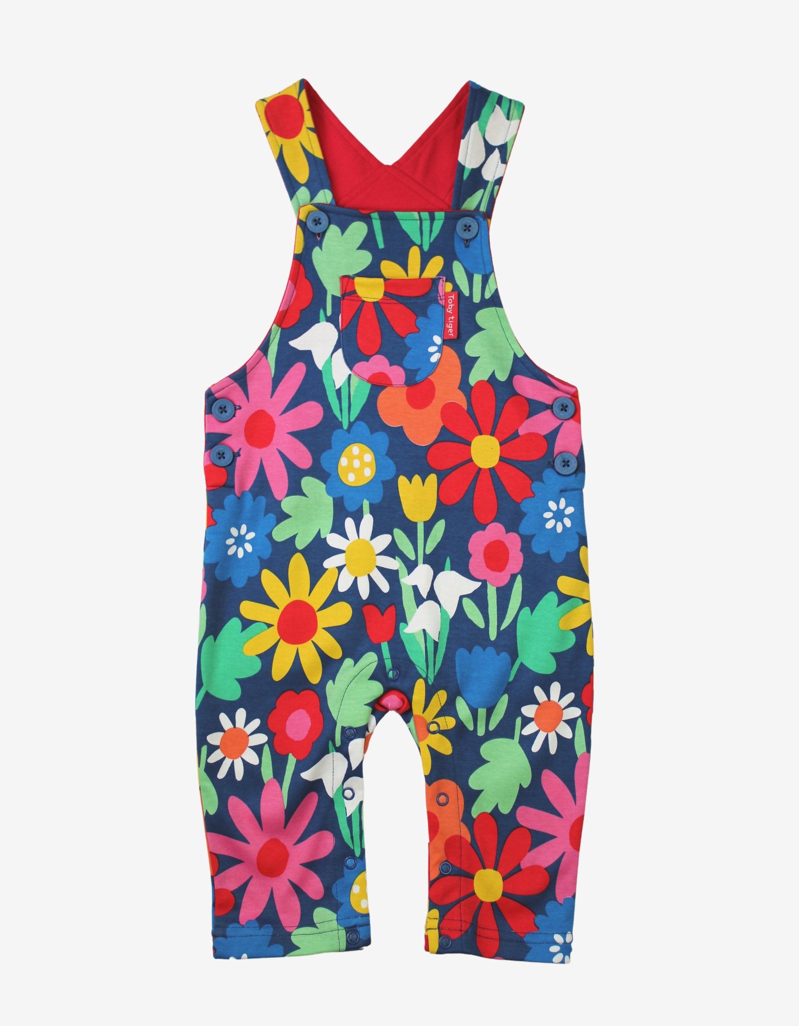 Organic Bold Floral Print Dungarees - 2