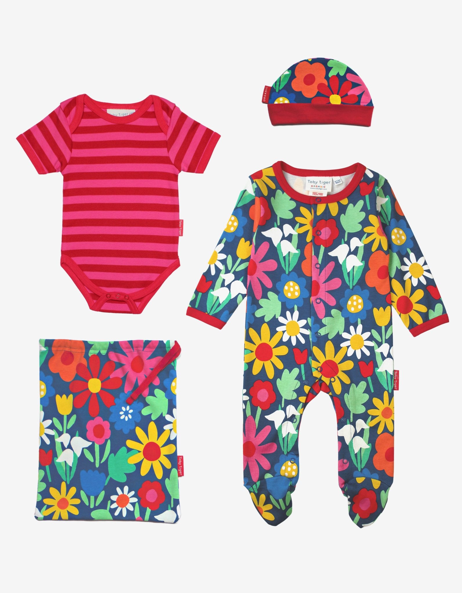 Organic Bold Floral Print Baby Gift Set - 3