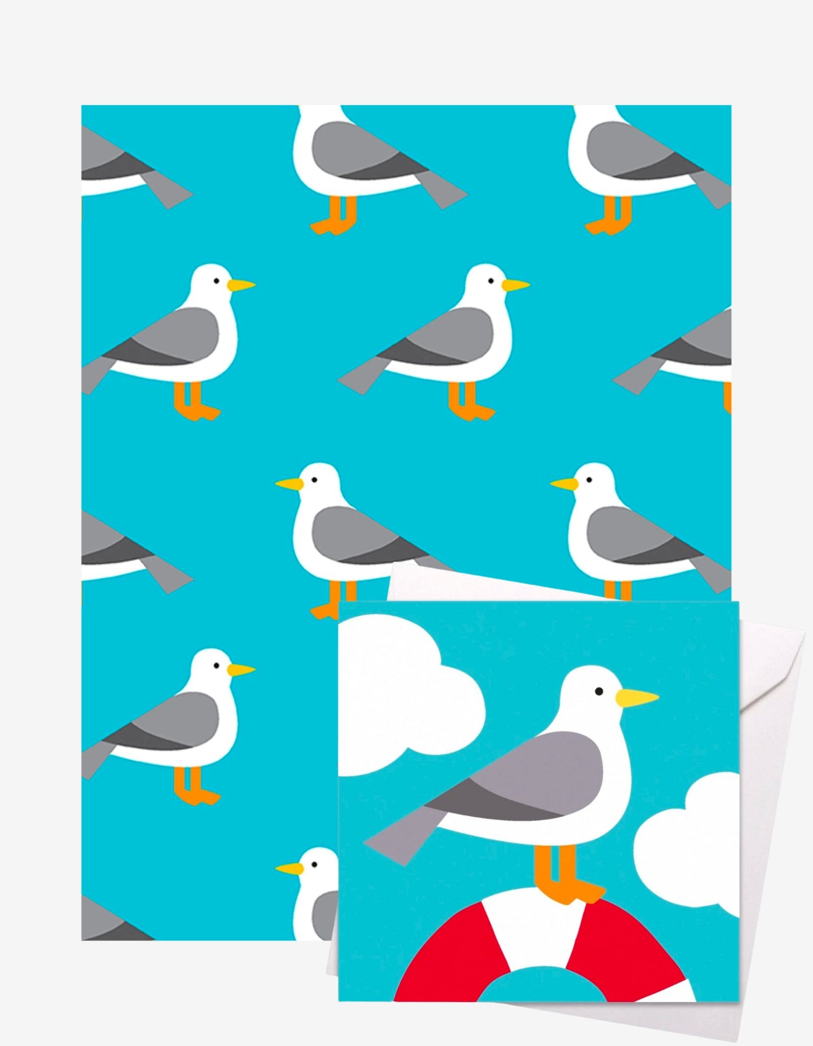 Seagull Gift Wrap + Personalised Card