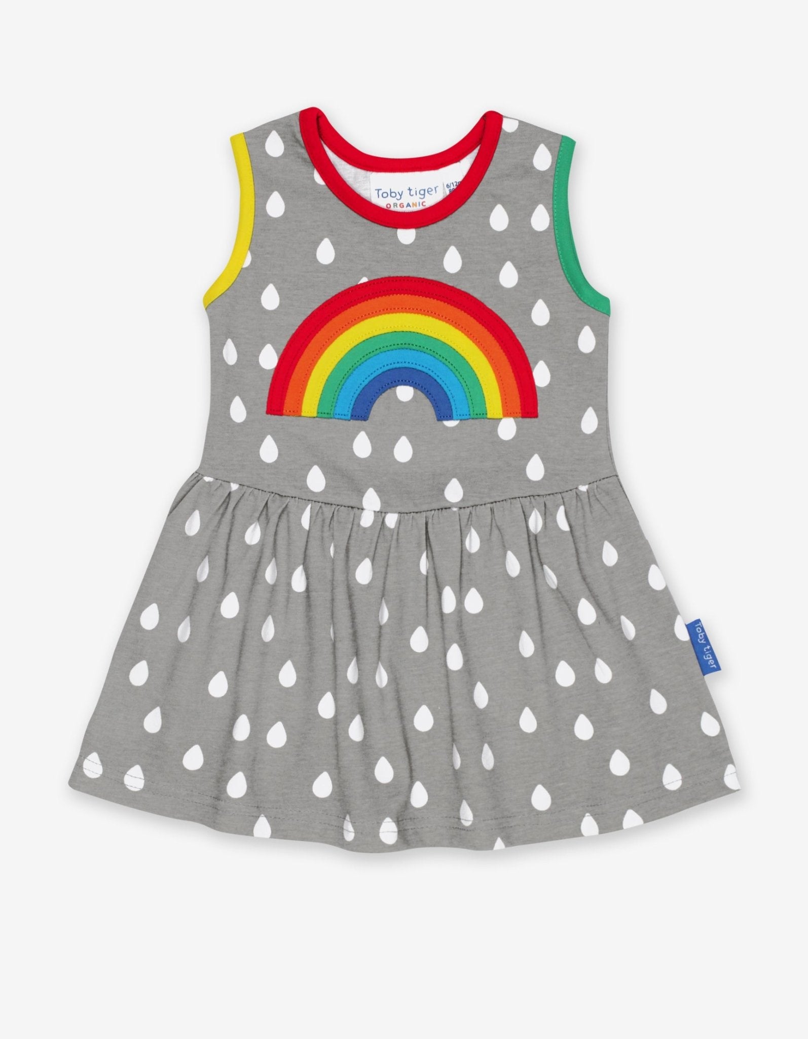 Organic Raindrop with Rainbow Applique Summer Dress - 2