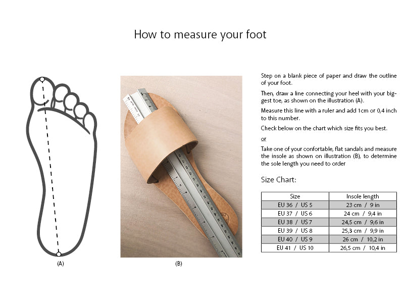 pure greek sandals size chart