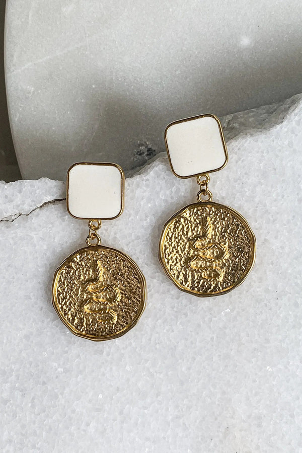 Bullion Gold Coin Drop Rose Gold Layered Earrings | Rivers Australia