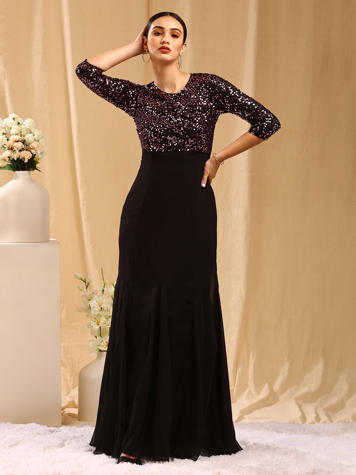 Buy Green Net Embroidery Round Ruffle Gown For Women by Mahima Mahajan  Online at Aza Fashions.