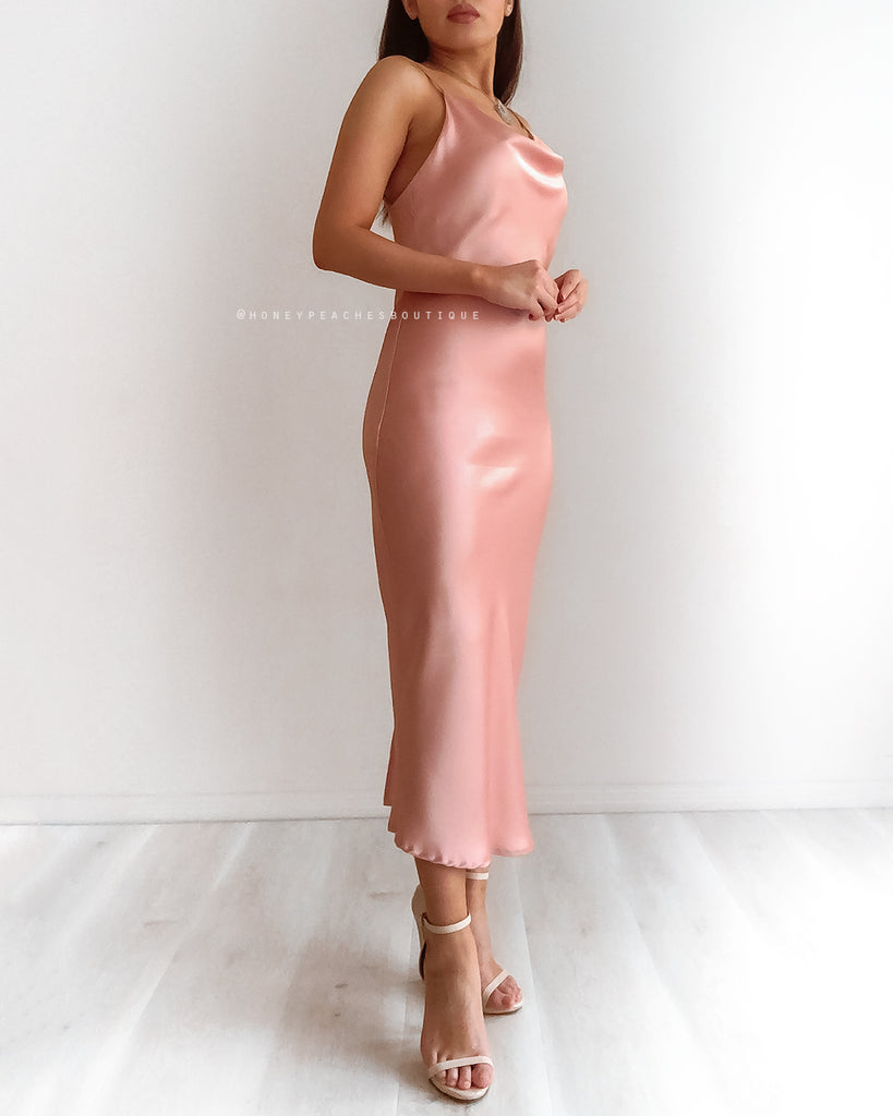 Isabella Midi Dress - Dusty Pink – Honey Peaches