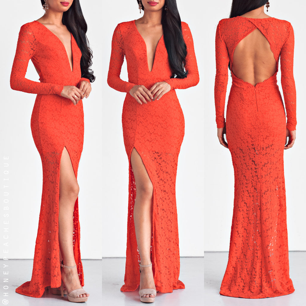 orange lace dress