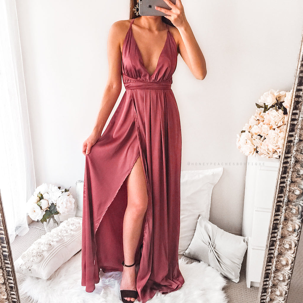 The Way I Love You Maxi Dress Dark Rose Honey Peaches