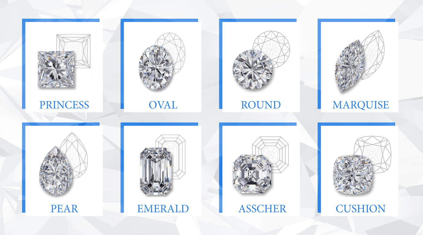 Princess, Oval, Round, Marquise, Pear, Emerald, Asscher, Cushion