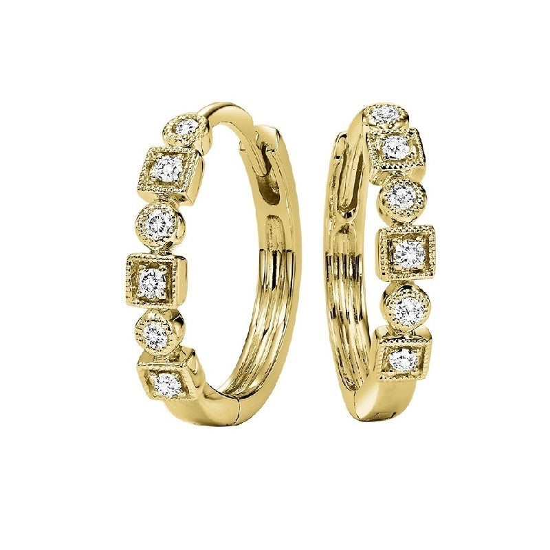 10KY Mix Bezel Diamond Earrings 1/7CT | International Diamond Center