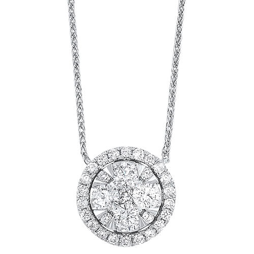 Round Diamond Necklace, White Gold