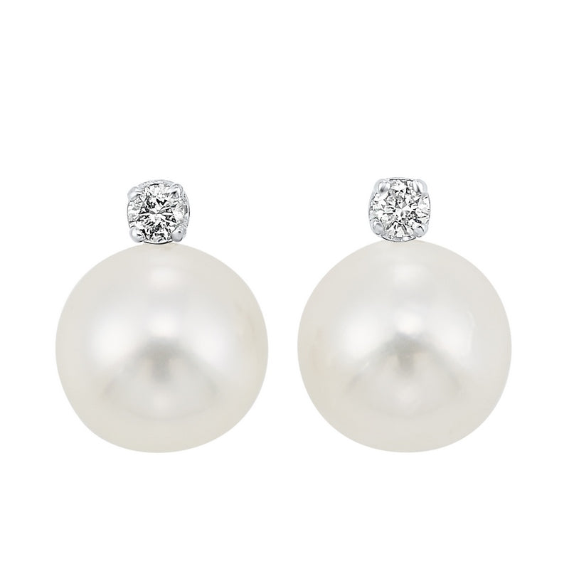 14KW Cultured Pearl Earrings 1/20CT | International Diamond Center