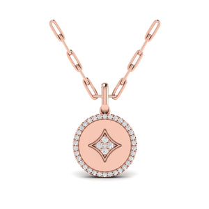 Color Blossom Double Star Pendant, Pink Gold, White Mother-Of