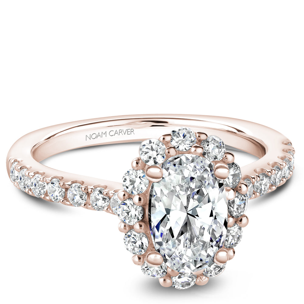 Noam Carver White Gold Oval Diamond Engagement Ring with Halo (0.72 CT