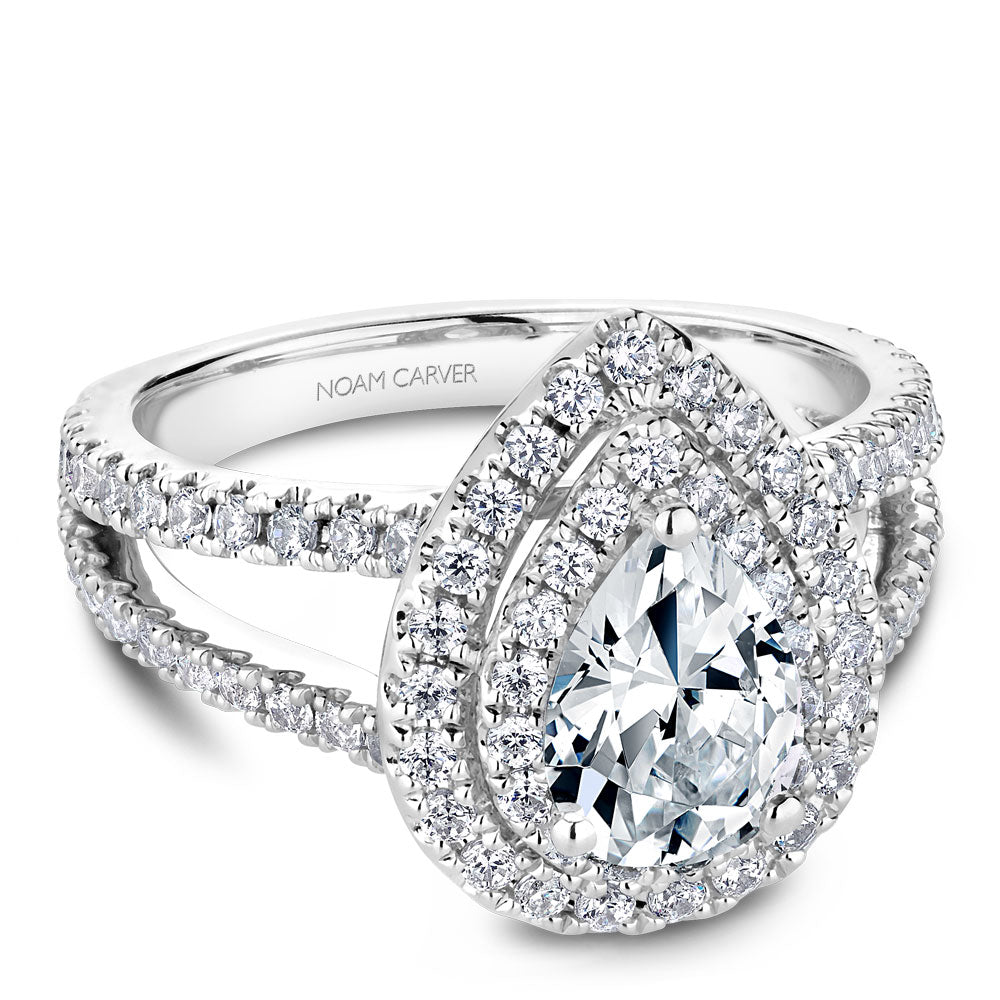 Noam Carver White Gold Split Shank Pear Diamond Engagement Ring with D