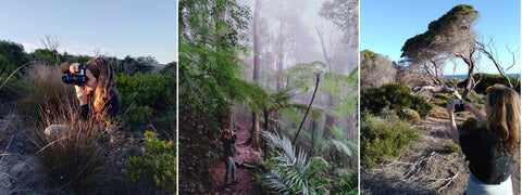 action photos of Harriet taking nature photos