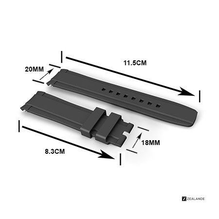 ZBC01 strap Dimensions for Omega® Seamaster Diver 300m Co-Axial 42mm Black Ceramic