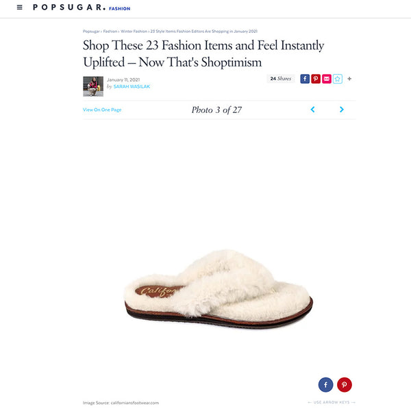 California Mia creme shearling slides